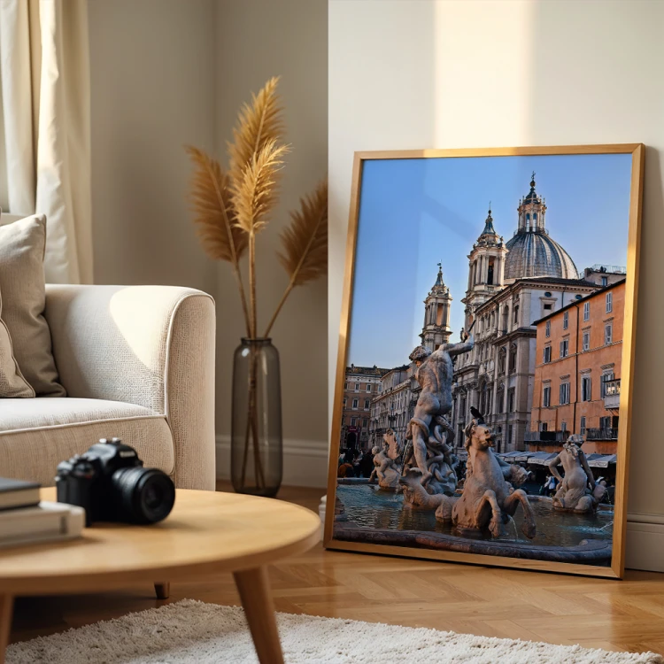 plakat rzym fontanna na piazza navona w drewnianej ramie