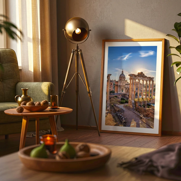 plakat rzym forum romanum z białym obramowaniem w salonie