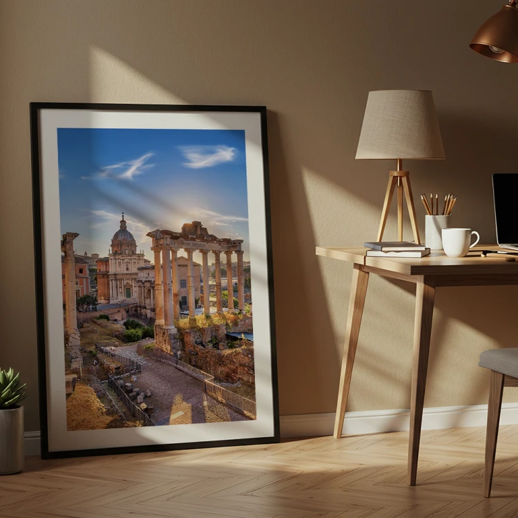 plakat rzym forum romanum z białym obramowaniem w pokoju młodzieżowym