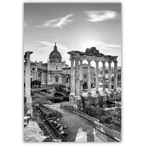 plakat rzym forum romanum w czerni i bieli