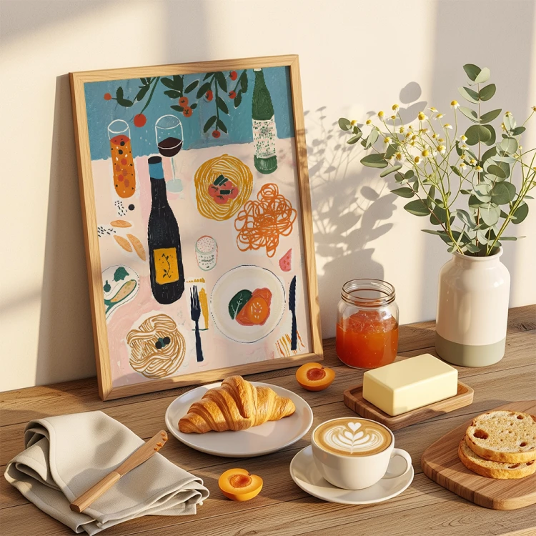 plakat italian food abstract w drewnianej ramce