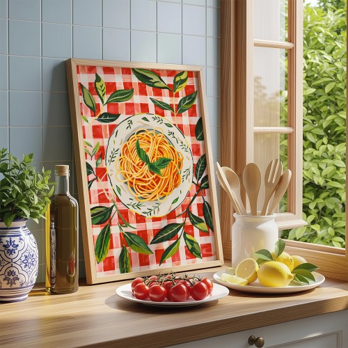 plakat spaghetti abstract w kuchni