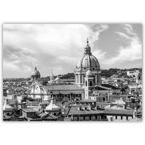plakat rzym rzymska panorama w czerni i bieli