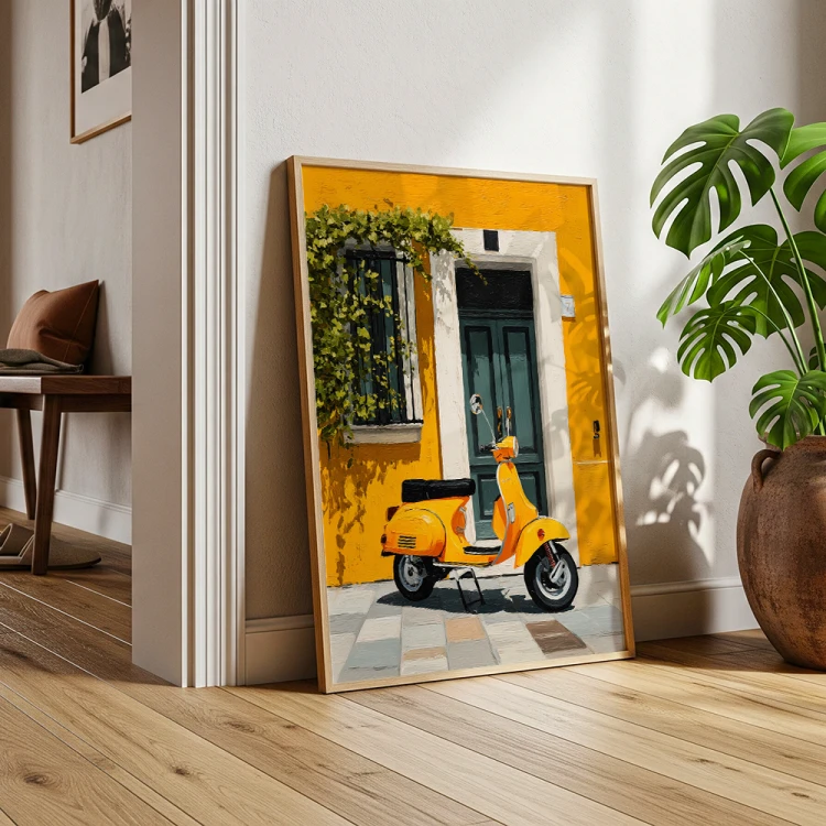 plakat słoneczna vespa w salonie