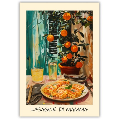 plakat włoska uczta lasagne