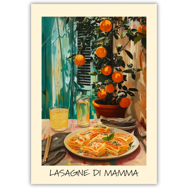 plakat włoska uczta lasagne