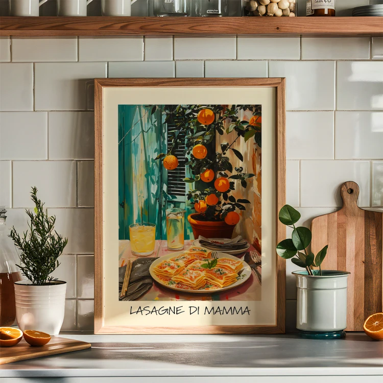 plakat włoska uczta lasagne w kuchni