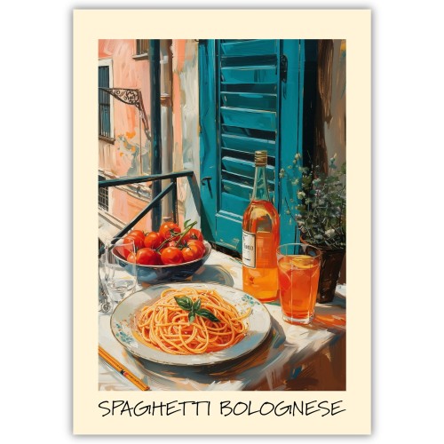 plakat włoska uczta spaghetti