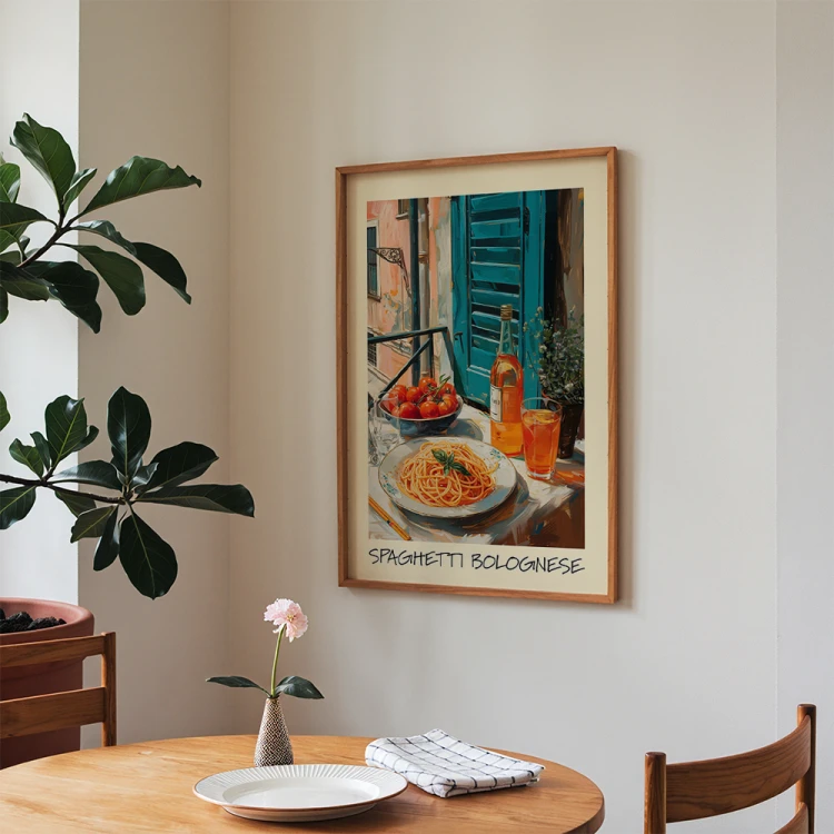 plakat włoska uczta spaghetti w jadalni