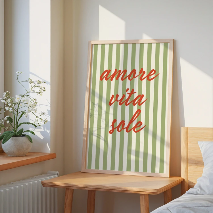 plakat amore vita sole w sypialni
