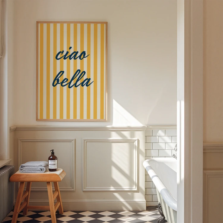 plakat letnie ciao bella w łazience