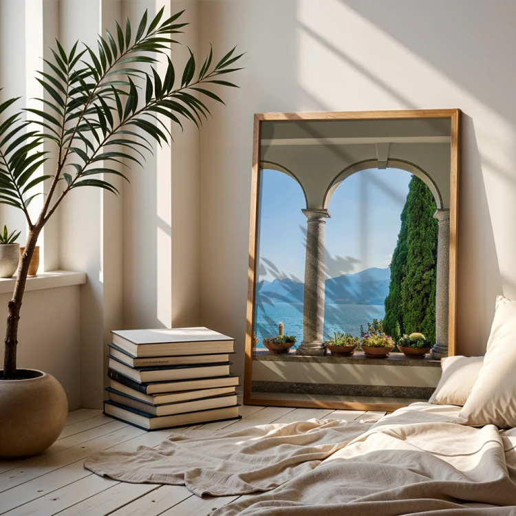 plakat varenna widok na jezioro como w sypialni