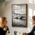 plakat florencjamost złotników nad arno w czerni i bieli w restauracji