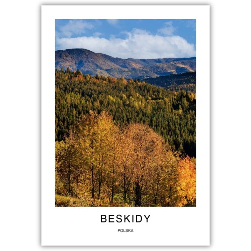 plakat beskidy polska w kolorach jesieni