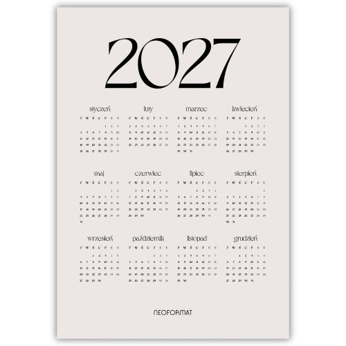 plakat kalendarz 2027 classic beige