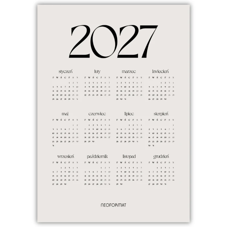 plakat kalendarz 2027 classic beige