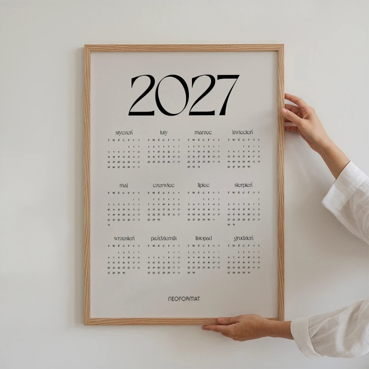 plakat kalendarz 2027 classic beige w ramie