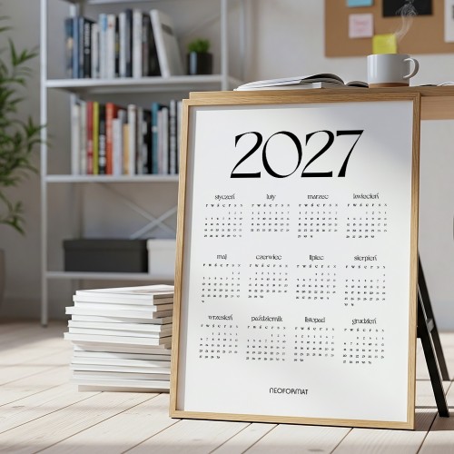 plakat kalendarz 2027 classic white w biurze