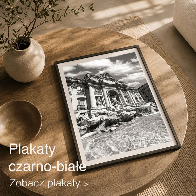 Plakaty czarno-białe – fotograficzne plakaty miast w drewnianej ramie, Neoformat
